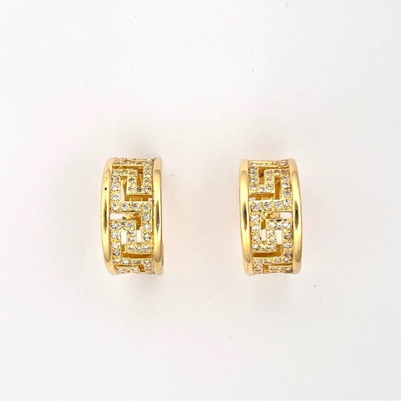 Versace Jewelry - SOLD Versace Gianni Versace Vintage Large Greek key Hoop clip on earrings